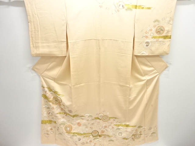 JAPANESE KIMONO / HOMONGI / EMBROIDERY / SHOCHIKUBAI / ARTIST WORK
